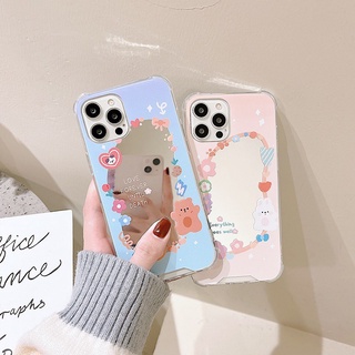 พร้อมส่งในไทย🍑 เคสโทรศัพท์ เคส เคสมือถือ เคส TPU กระจกขอบหมีฟ้า TPU-S1203/กระจกขอบกระต่ายชมพู TPU-S1197