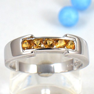 💎S1037 แหวนพลอยแท้ แหวนเงินแท้ชุบทองคำขาว พลอยซิทรินแท้ 100%