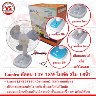 ภาพหน้าปกสินค้าLumira LFN12V16 พัดลม 12V 18W ใบพัด 3ใบ 16นิ้ว แรงลม 3ระดับ ตั้งเวลาได้ ที่เกี่ยวข้อง