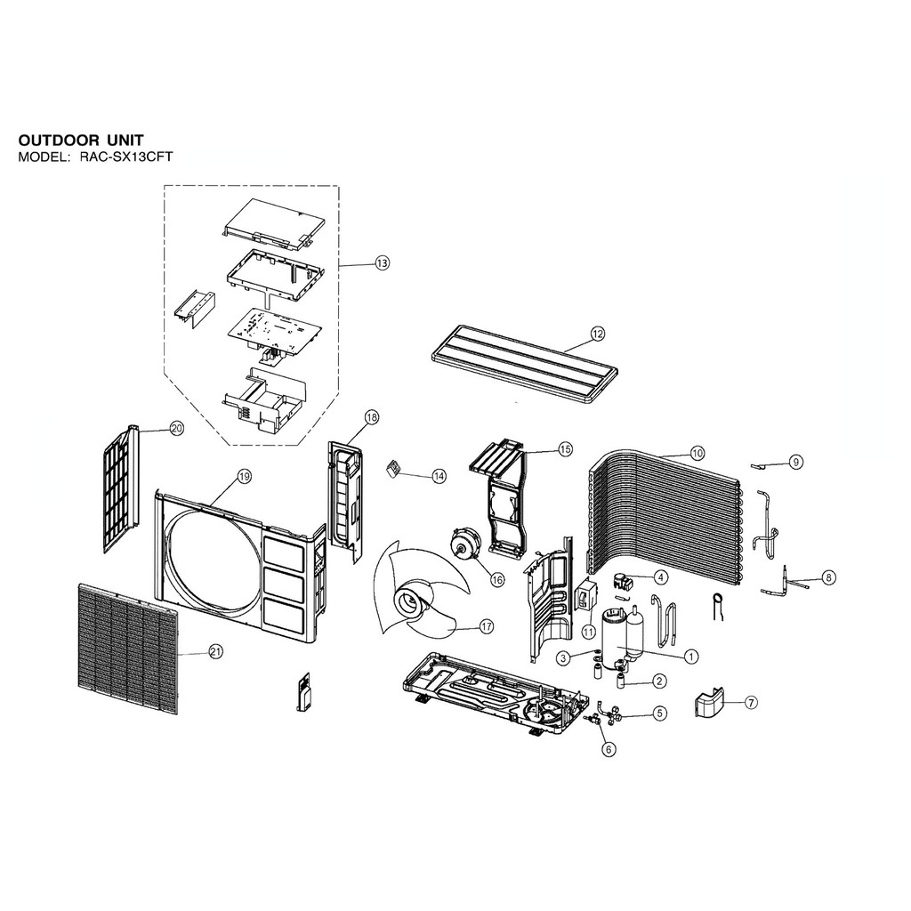 rac-sx13cft-อะไหล่-แอร์-hitachi-รุ่น-rac-sx13cft-ตัวนอก-ชิ้นส่วน-งานช่าง-งานซ่อม-อุปกรณ์-ศูนย์บริการ-อะไล่แท้