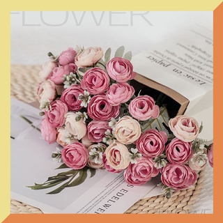นอร์ดิก ins จําลองไฮเดรนเยียชุดชาหวาน 18 หัวดอกไม้ถือดอกไม้ปลอมแต่งงานอุปกรณ์ประกอบฉากดอกไม้ตกแต่งดอกไม้