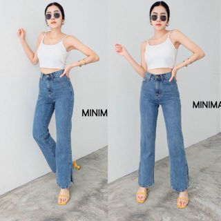 Minimal#ยีนส์ขาตรงผ่าข้างมี S-L