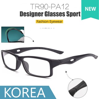 Korea แว่นตา ทรงสปอร์ต รุ่น 18166 C-1 สีดำด้านขาดำ วัสดุ TR-90 เบาและยืดหยุ่นได้