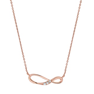 A.CEMI Infinity Ribbon Necklace สร้อยคอเงินแท้ ชุบทอง 18K โรสโกลว์