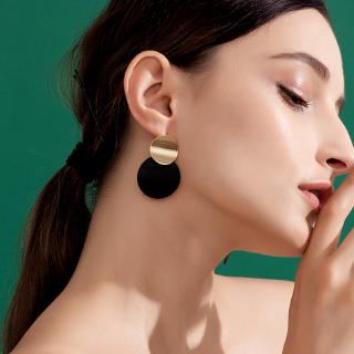 Creative Earrings Asymmetric Size Disc Metal Stud Earrings