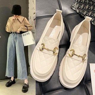 ใหม่ รองเท้าหนังสไตล์อังกฤษ รองเท้าแพลตฟอร์มผู้หญิง 💛 Fashionable loafers