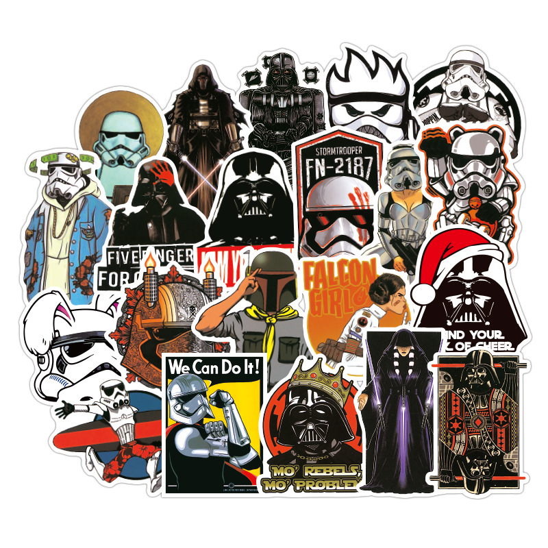 สติ๊กเกอร์พีวีซี-star-wars-darth-vader-stormtrooper-กันน้ํา-100-ชิ้น