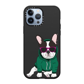 Casetify Hipster Frenchie - Black and White 13 Pro Max Compatible Impact Case  Color: Matte- Black [13PMสินค้าพร้อมส่ง]