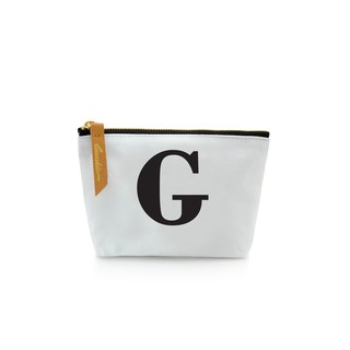 กระเป๋าผ้าลายอักษร ALPHABET  Pouch Coin Bag  WHITE  G