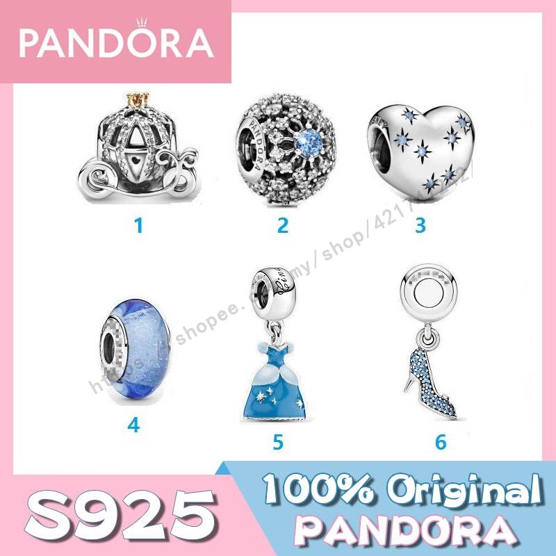 pandora-จี้รูปฟักทองดิสนีย์-โค้ช-ซินเดอเรลล่า-เกล็ดหิมะ-ซินเดอเรลล่า-หัวใจ-สีฟ้า-เครื่องประดับเงิน-y806