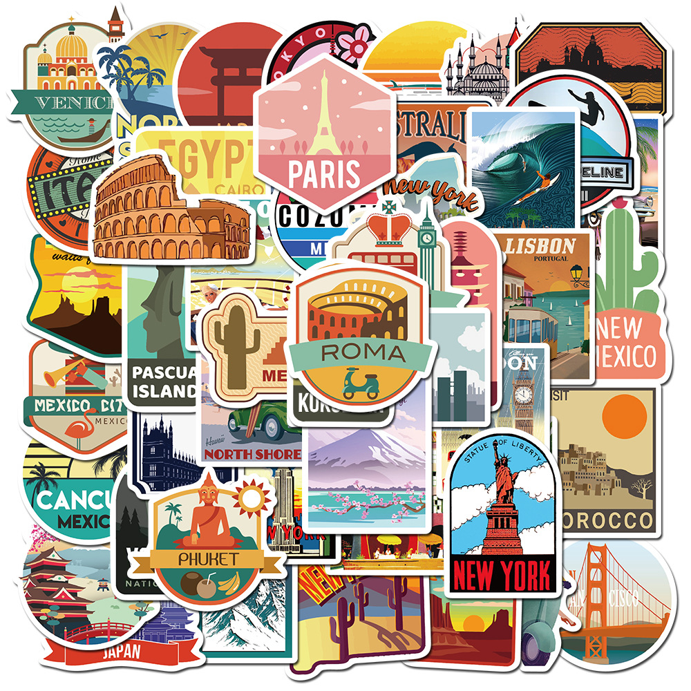 roma-phuket-travel-city-paris-japan-พร้อมส่ง-sticker-สติกเกอร์กันน้ำรูปแบบที่แตกต่างกัน-50-ชิ้น