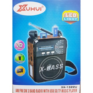 XUHUI วิทยุ AM/FM/SW 3 BAND RADIO เล่นเพลงผ่าน TF Card ,SD, USB มีไฟฉายในตัว ลำโพงช่วยสอน ใช้ได้ทั้งไฟบ้าน/แบตฯ