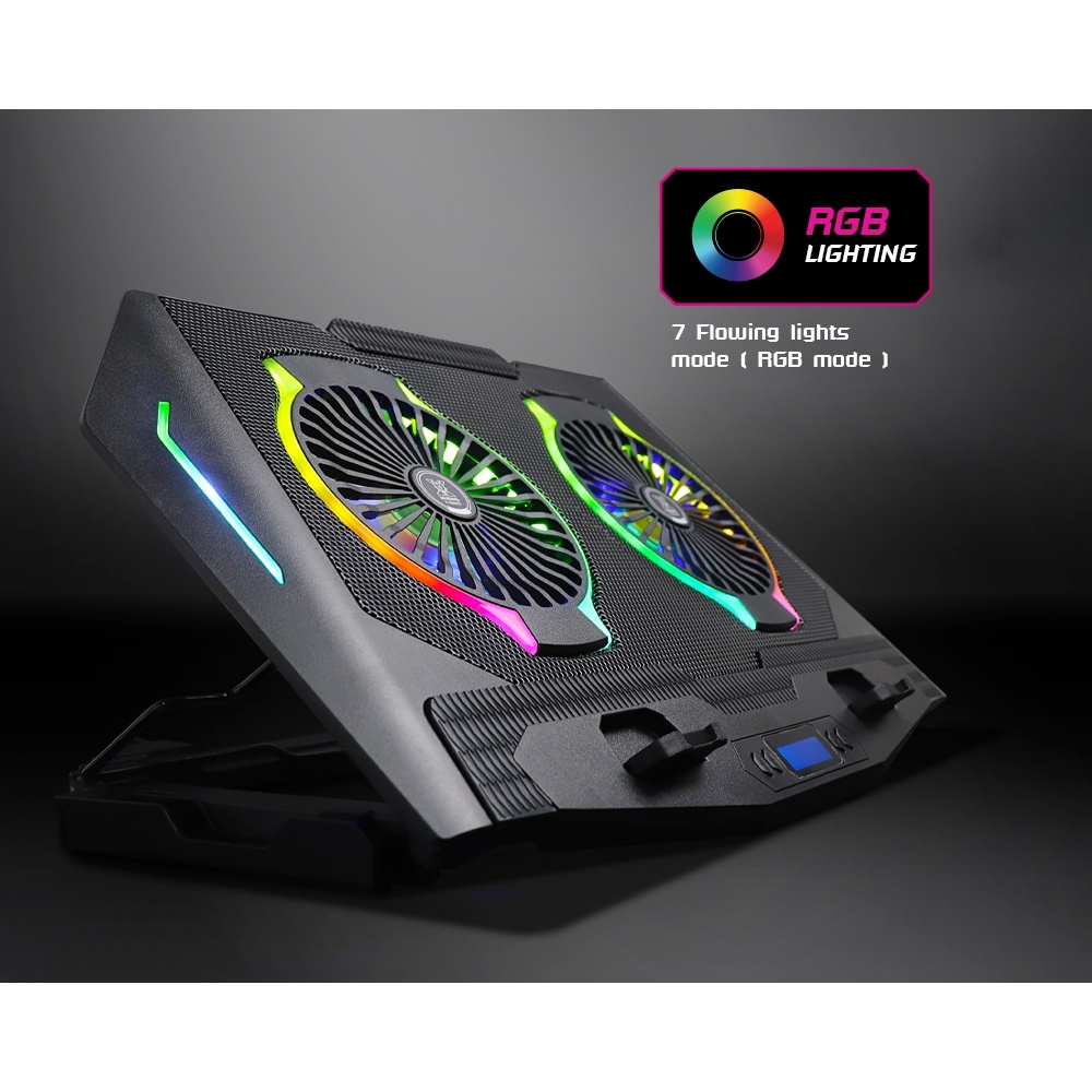 พัดลด-ระบายความร้อน-โน๊ตบุ๊ค-cooler-pad-2-fan-rgb-nubwo-nx-f2-sindel-gaming