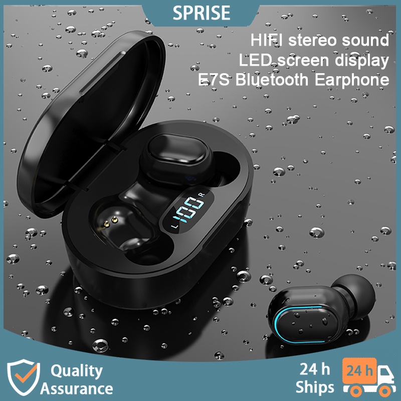 ภาพหน้าปกสินค้าSPRISE E7S หูฟังบลูทูธไร้สาย TWS Wireless Bluetooth 5.0 พร้อมไมค์ในตัว หูฟังไร้สาย หูฟังบลูทูธ หน้าจอแสดงผล LED Headset Earphone
