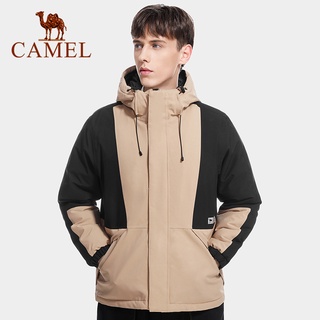 Camel เสื้อแจ็กเก็ต ผ้านวม กันน้ํา สีพื้น สําหรับผู้ชาย และผู้หญิง