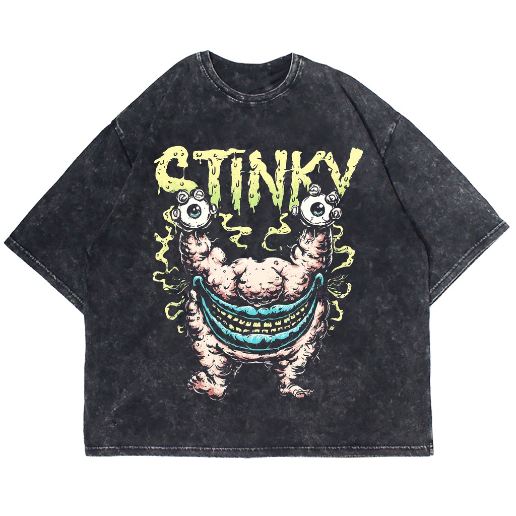 เสื้อยืดพิมพ์ลายแฟชั่นเสื้อยืด-ขนาดใหญ่-ลายการ์ตูน-stinky-washing-vintage