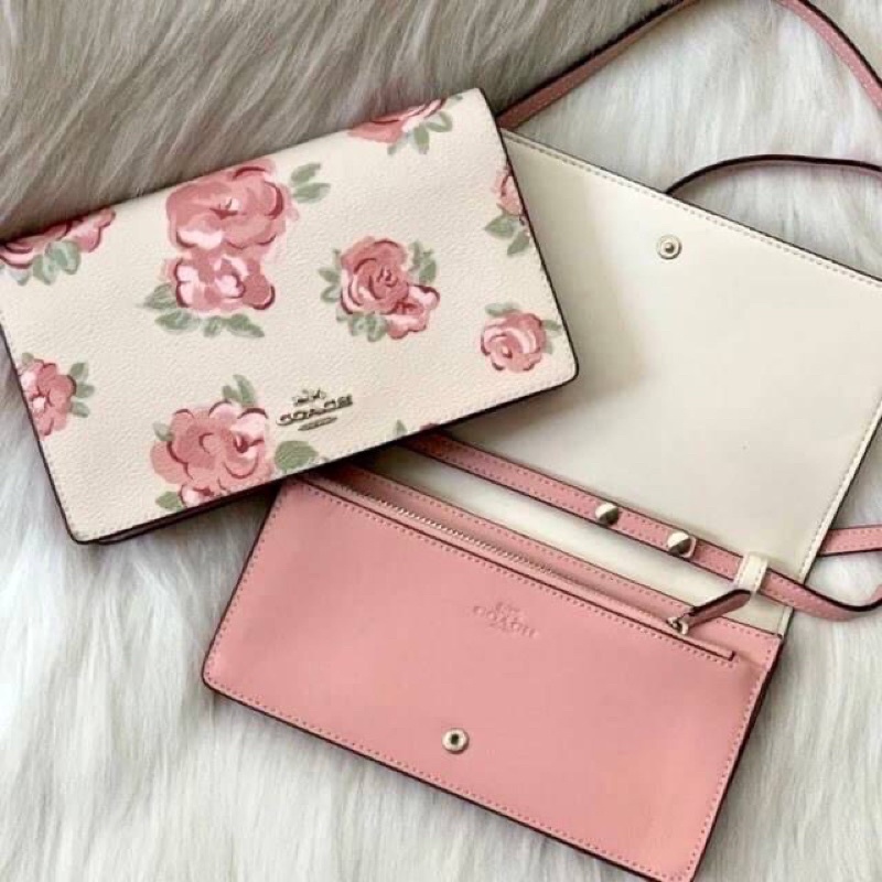 0 100 COACH F 67506 Hayden Foldover Crossbody Clutch With Jumbo Floral Print