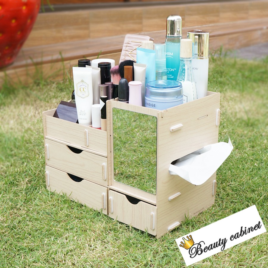 ส่งฟรี-กล่องเครื่องสำอาง-beauty-cabinet-set-3-รุ่น-beauty-105-สีครีม