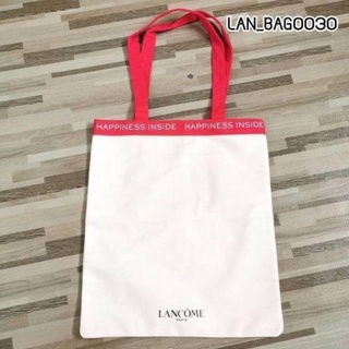 กระเป๋าผ้า Lancome Happiness Insiide สีครีม แถบสีชมพู