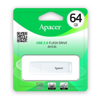 ภาพขนาดย่อของสินค้าApacer AH336 USB2.0 แฟลชไดร์ฟ 64GB สีขาว (Apacer AP64GAH336W-1)