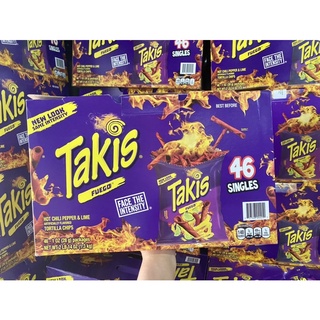 ขนมยอดฮิต นำเข้า 🇺🇸 Takis Fuego Hot chilli &amp; Lime เปรี้ยวแสบ เผ็ดซี๊ด  1 กล่อง บรรจุ 46 ถุง ราคา 1,190 บาท pm