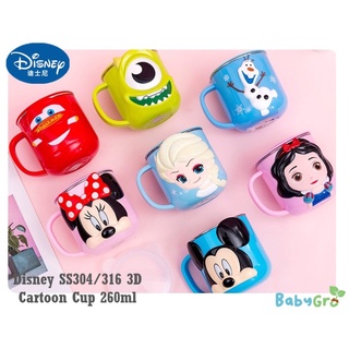 Disney SS316 แก้วน้ําดื่ม 3D พร้อมฝาปิด สไตล์เกาหลี สําหรับเด็ก SS304