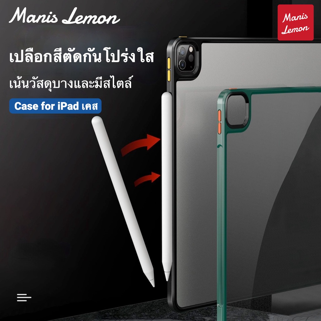 ภาพหน้าปกสินค้าPC ใสไอแพดใส่ปากกาได เคส Case for iPad Mini 6 Air 5 4 Pro Gen 9 8 7 11 2022 10.9 10.2 8.3 นิ้วเคสไอ สำหรับ ไอแพด เกราะ