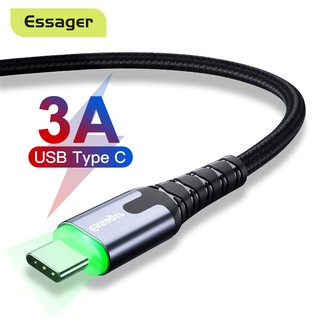 Essager Led USB 1 เมตร สายเคเบิล Type c 3.0 ชาร์จเร็ว สายชาร์จมือถือ Type-c L สายเคเบิล สําหรับ Smasung Xiaomi สายเคเบิลโทรศัพท์