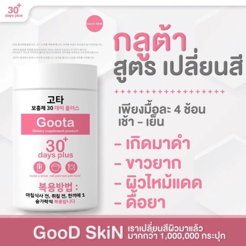 ภาพสินค้าGood Skin กลูต้าเกาหลี & วิตามินซี ผิวขาวใส Gluta 30 day plus & VitaminC กู๊ดสกิน จากร้าน changnamshop บน Shopee ภาพที่ 4
