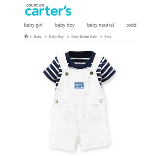 Carters : ชุดเอี๊ยมสีขาว (เฉพาะ เอี๊ยม) ผ้า cotton เนื้อนิ่มนะคะ