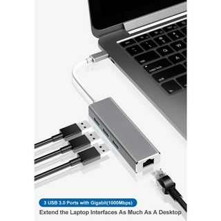 อะแดปเตอร์เครือข่ายอีเธอร์เน็ต Type C USB Gigabit Type C เป็นฮับแยก RJ45 Thunderbolt 3