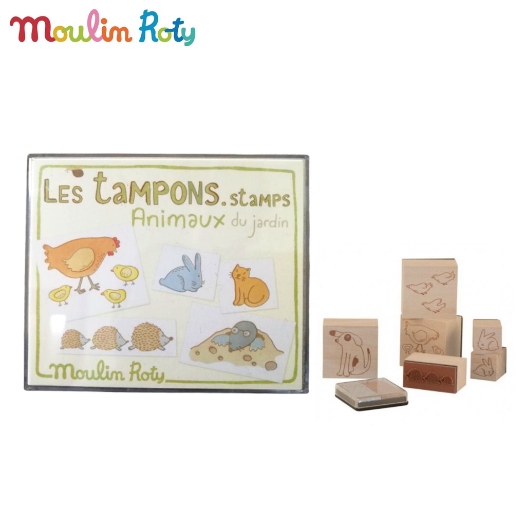 moulin-roty-ชุดตัวปั้มยาง-stamper-ลายสัตว์-ถาดหมึก-mr-712292