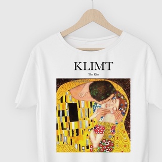 Gustav Klimt The Kiss เสื้อยืดลําลอง แขนสั้น คอกลม พิมพ์ลายภาพวาดชื่อคนรักจิตรกร LL