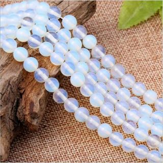 15นิ้ว)โอปอล​ Natural Opal Stone Round Loose Beads for DIY Jewelry Making 15inches