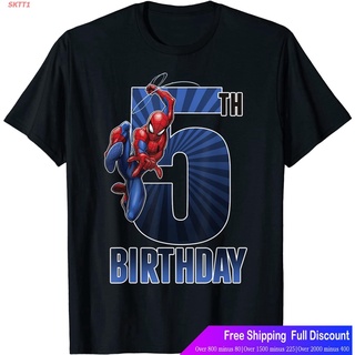 SKTT1 เสื้อยืดกีฬา  Spider-Man Swinging 5th Birthday Graphic T-Shirt T-Shirt  Short sleeve T-shirts