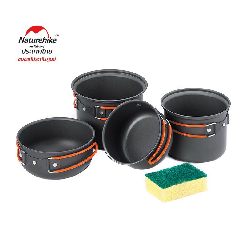 ชุดหม้อสนาม-naturehike-4-in-1-hiking-camping-cookware-set-ชุดหม้อสนามน้ำหนักเบา-ชุดหม้อสนามเดินป่า-ชุดหม้อสนามตั้งแคมป์