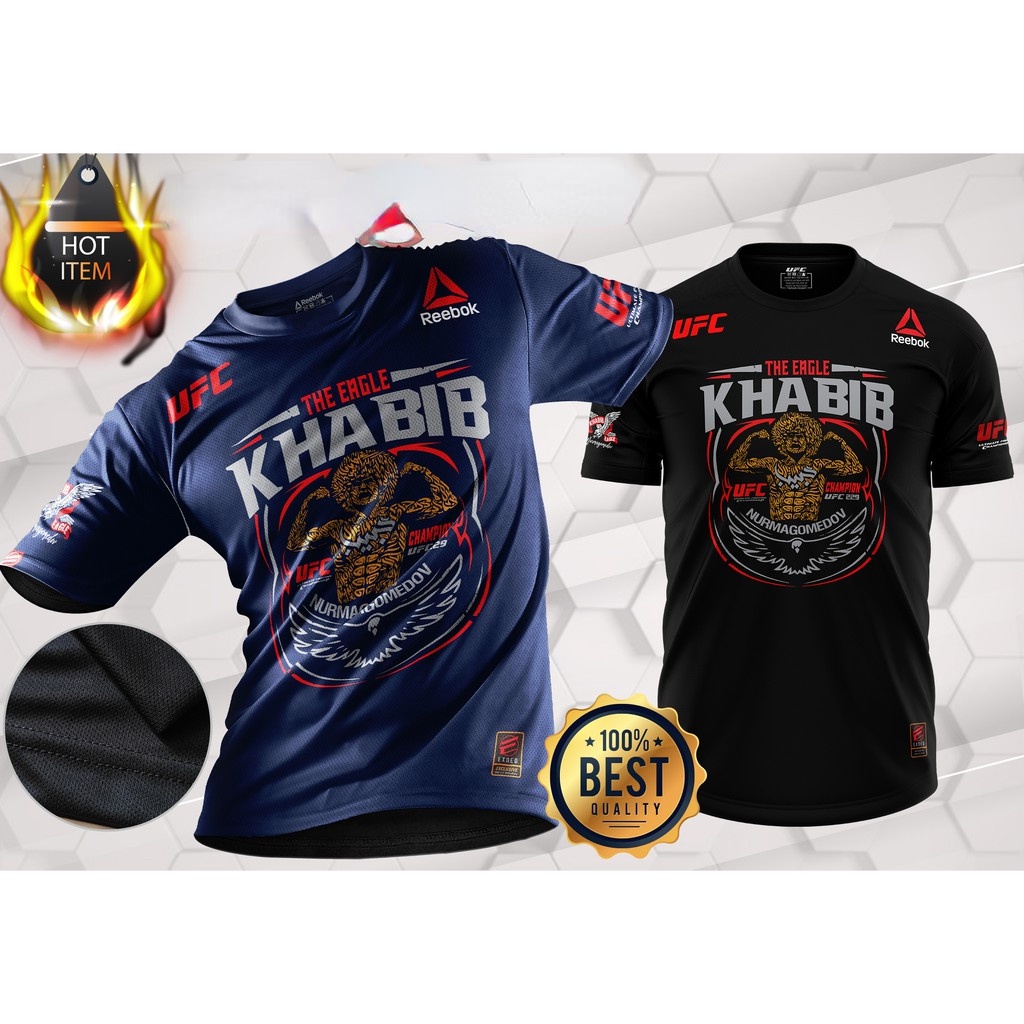 เสื้อยืด ไมโครไฟเบอร์ พิมพ์ลายกราฟฟิค Baju Reebok UFC Khabib Champions ...