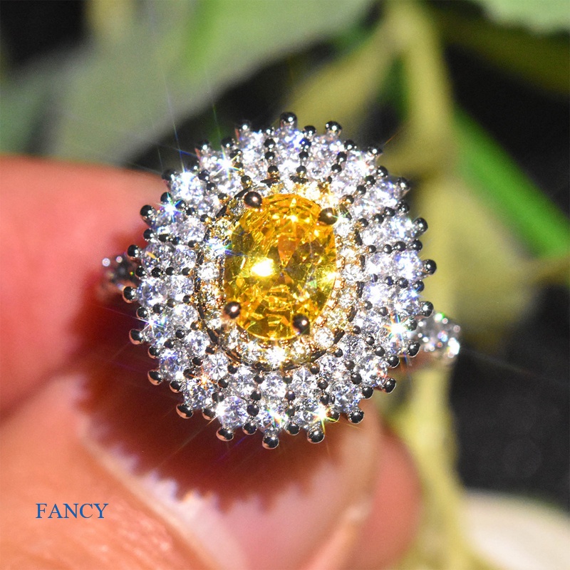 fancy-แหวนเพชรโมอิส-สีเหลือง-คุณภาพสูง-สําหรับผู้หญิง