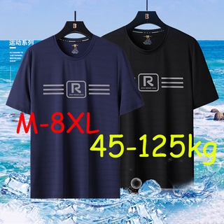 M-8XL เสื้อยืดแขนสั้นผู้ชายขนาดใหญ่หลวมกีฬาฤดูร้อน