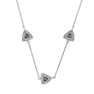 A.CEMI Atlantis  Blue Topaz Necklace พลอยแท้ บลูโทพาส สร้อยคอพลอยแท้ บลูโทพาส ต่างหูเงินแท้ ชุบทอง 18K