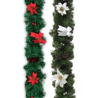 สายสน ต้นสนปลอม ต้นคริสต์มาส ของตกแต่งของประดับเทศกาลคริสต์มาส สายสน 8 นิ้ว 6 ฟุต ประดับแดง,ขาว (60850-2)