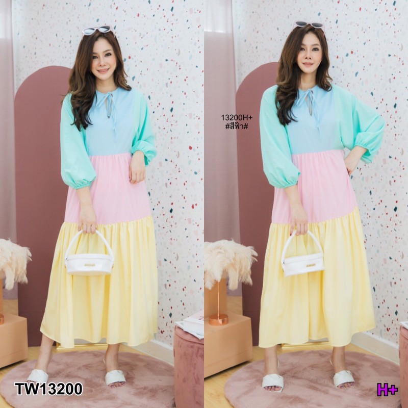 สอบถามก่อนสั่งซื้อ-maxi-dress-สาวอวบ-เดรสยาว-คัลเลอร์ฟูล-สีพาสเทล-แขนพอง