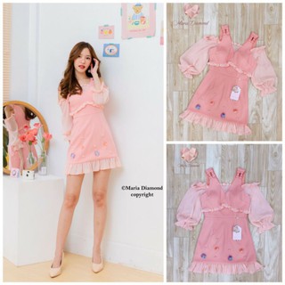 Dolly Pink Dress : มินิเดรส เดรสแขนสามส่วน