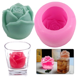 ใหม่ แม่พิมพ์ซิลิโคน รูปดอกกุหลาบ 3D สําหรับทําน้ําแข็ง ไอศกรีม