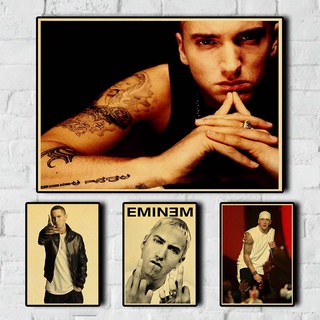 โปสเตอร์กระดาษคราฟท์ ลายนักร้อง Eminem สไตล์วินเทจ คุณภาพดี สําหรับตกแต่งบ้าน บาร์