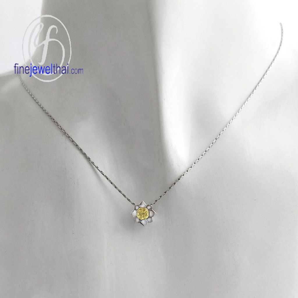 finejewelthai-จี้บุษราคัม-บุษราคัม-จี้พลอย-พลอยประจำเดือนเกิด-yellow-sapphire-silver-pendant-birthstone-p1058yl00e