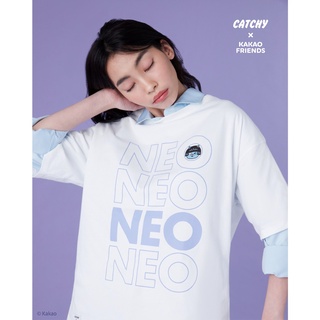 CATCHY x Kakao Friends เสื้อยืด โอเวอร์ไซส์ NEO นีโอ ลิขสิทธิ์แท้ พร้อมส่งจากไทย รอบอก 44 นิ้ว ผ้า Cotton100% ผู้หญิง
