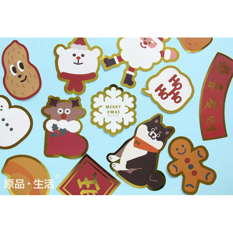 deco-sticker-สติกเกอร์ตกแต่ง-xmas-ปีใหม่-ลายน่ารัก-ชุด-8-ชิ้น