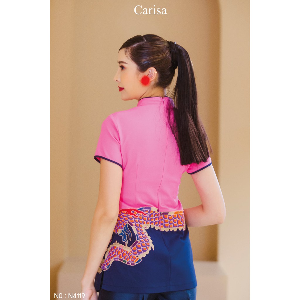 carisa-ชุดจีน-กี่เพ้า-ผ้าเนื้อดี-งานปักลายมังกรลงบนตัวเสื้อ-งานตัดเย็บอย่างดี-4119