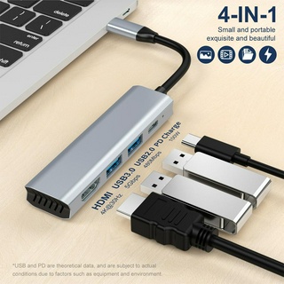 4in1 ฮับเชื่อมต่อ Type-C HDMI USB3.0 USB2.0 PD 4K สําหรับ mac